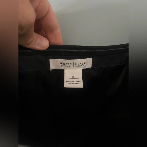 WHBM Black and White Floral 100% Silk Strapless Rosette Dress - Picture 6 of 7